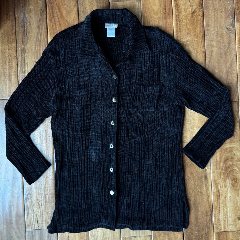 Vintage Coldwater Creek• Medium Black Textured Knit Top